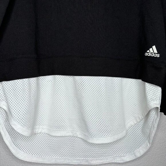 Adidas Dual Layer Mesh French Terry Pullover Long Sleeve Sweatshirt Black XL - Picture 5 of 12